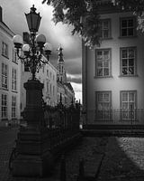Grote Kerk Breda from park Vakenberg black and white