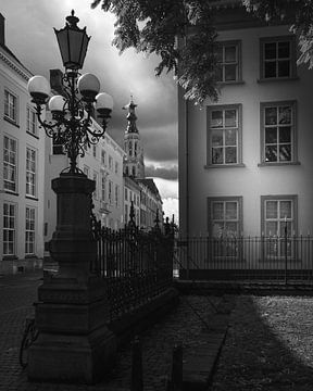 Grote Kerk Breda from park Vakenberg black and white by Andre Gerbens