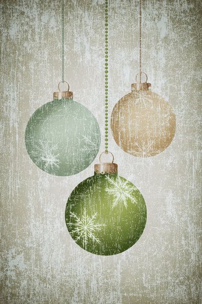 Christmas Balls Vintage Style with Ice Crystals by Eva Lee