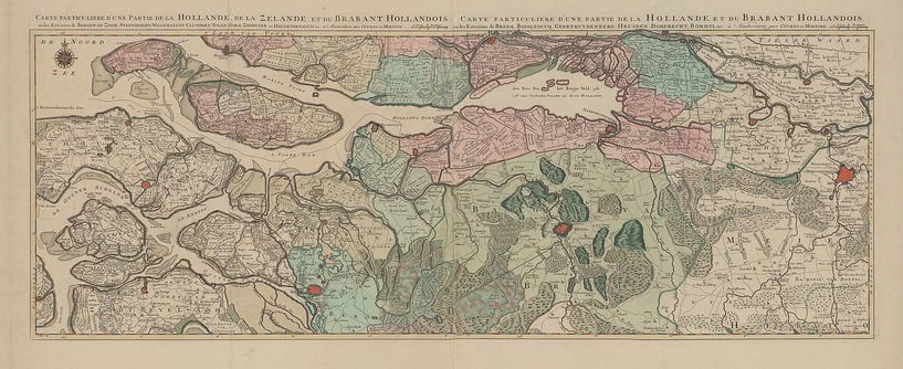 Oude kaart grensgebied Zeeland, Noord Brabant en Zuid holland van Frisius