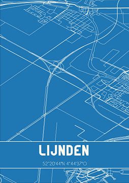 Blaupause | Karte | Lijnden (Nordholland) von Rezona