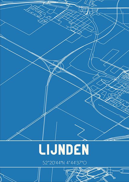 Blueprint | Map | Lijnden (North Holland) by Prints of Place