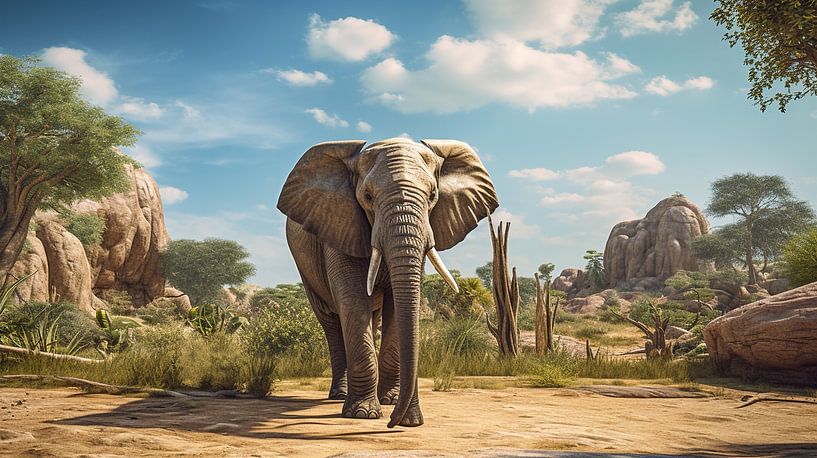 Eléphant dans la savane en Afrique par Animaflora PicsStock