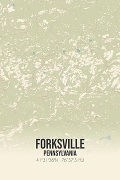 Alte Karte von Forksville (Pennsylvania), USA. von Rezona