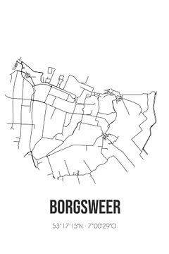 Borgsweer (Groningen) | Carte | Noir et blanc sur Rezona