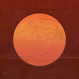 Japandi moderne soleil abstraction en couleurs terre sur FRESH Fine Art