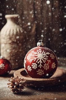 Kerstbal in Warme Wintersetting Nostalgische Sfeer