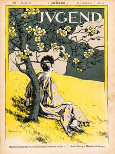 Jugendstil, Vintage tijdschrift cover Jugend 30 April 1898 van Martin Stevens