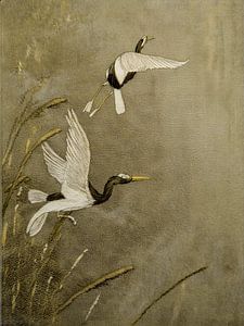 Japandi-Stil: 2 fliegende Kräne
