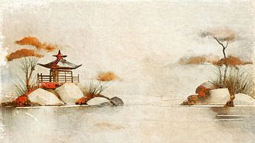 Japandi Art.  Gelassener japanischer ZEN-Garten von Studio Pieternel