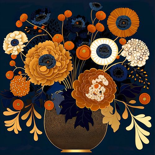 Art Nouveau boeket op vaas