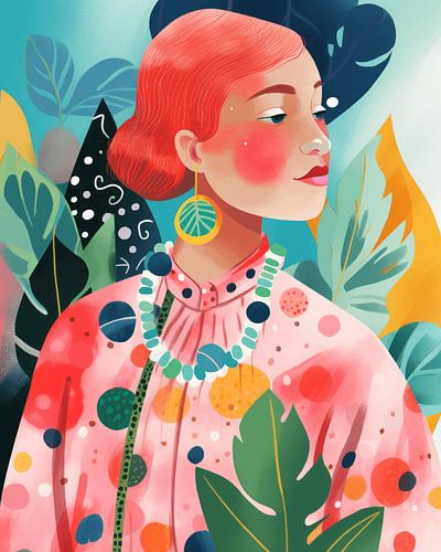 Modernes illustriertes Porträt in fröhlichen Farben