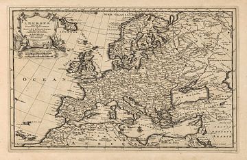 Oude kaart van Europa van omstreeks 1725