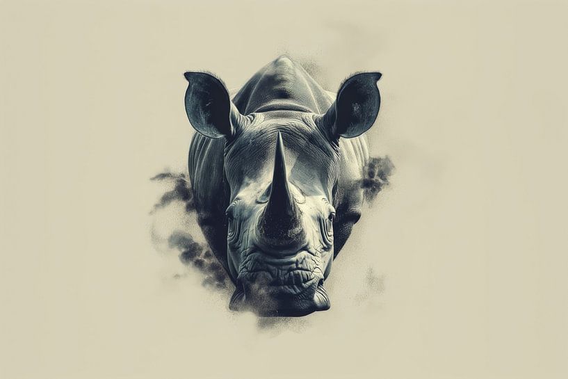 La force primitive dans le silence - Portrait de rhinocéros*. par Eva Lee