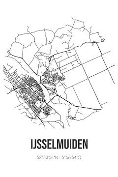 IJsselmuiden (Overijssel) | Karte | Schwarz und Weiß von Rezona