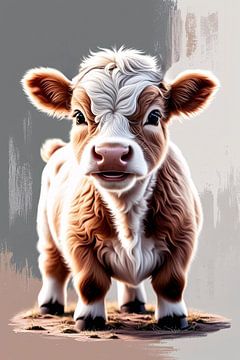 Schattig gedetailleerd kalf schilderij van Art & Soul Creations