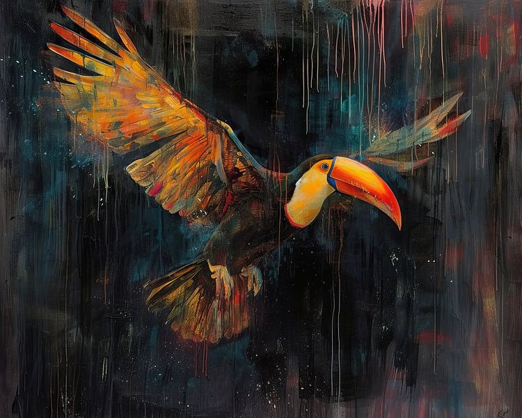 Abstrakter Tukan | Midnight Spectrum Voyage von Kunst Laune
