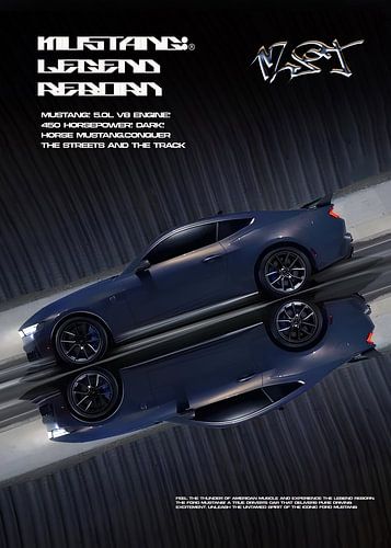 Mustang Donkerpaard Poster