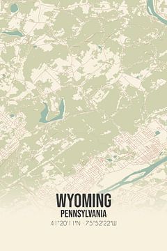 Carte ancienne du Wyoming (Pennsylvanie), Etats-Unis. sur Rezona