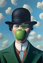 A female "Son of Man" by Rene Magritte, with bowler hat and apple by Roger VDB thumbnail