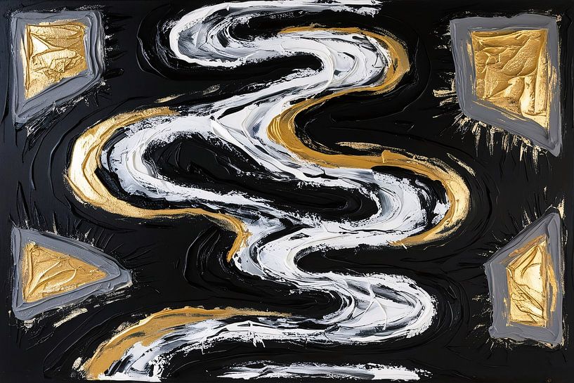 Black abstract flow forms by Art & Soul Creations