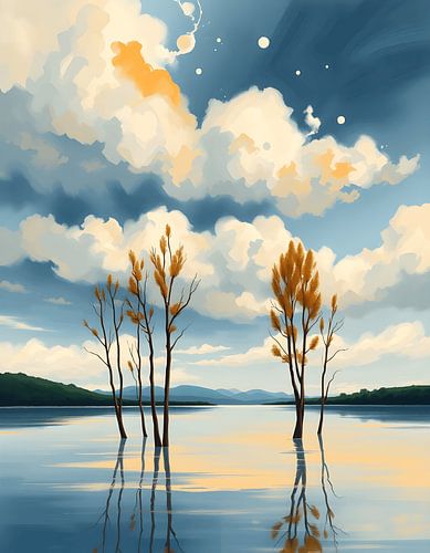 Rustige dageraad aan het meer