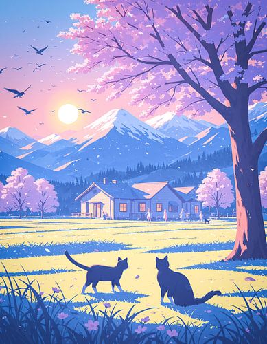 Anime Berg Fuji Pastel Lofi Kersenbloesem Japan
