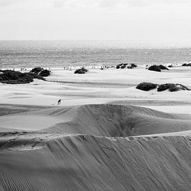 Dünen bei Maspalomas Vintage Schwarz-Weiß von Nick van Dijk