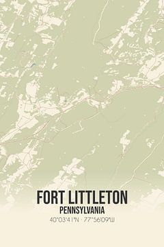 Alte Karte von Fort Littleton (Pennsylvania), USA. von Rezona