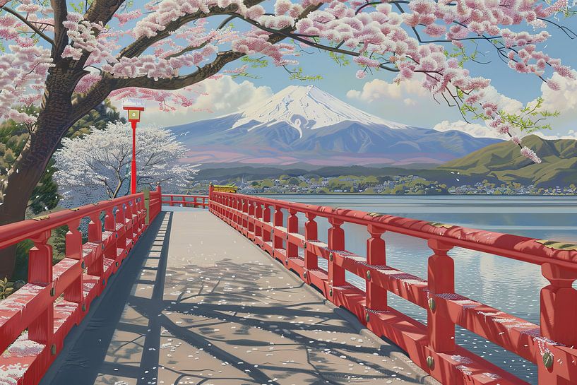 japanese garden with bridge by Egon Zitter