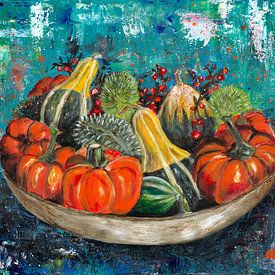 Pumpkins in autumn, acrylic paint by Astridsart