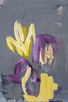 Floral I - abstract acrylic painting, spring-like