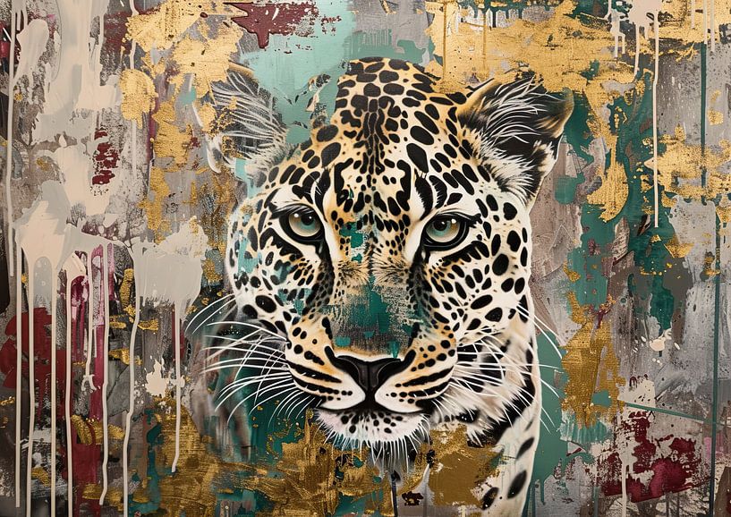 Malerei Leopard Gold von Kunst Laune