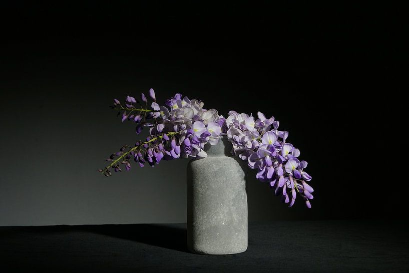 Blue rain in vase still life by Herman Peters