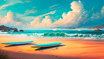 Surfboard on the beach by Mustafa Kurnaz