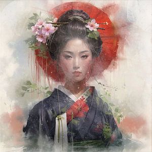 Femme asiatique élégante en kimono traditionnel