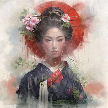 Elegante Aziatische vrouw in traditionele kimono