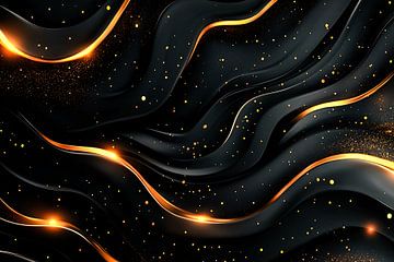 Abstracte zwart-gouden lijnen kunst van Art & Soul Creations