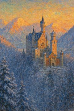 Schloss Neuschwanstein zur goldenen Stunde – Majestätischer bayerischer Palast Impressionismus von Travel Shop