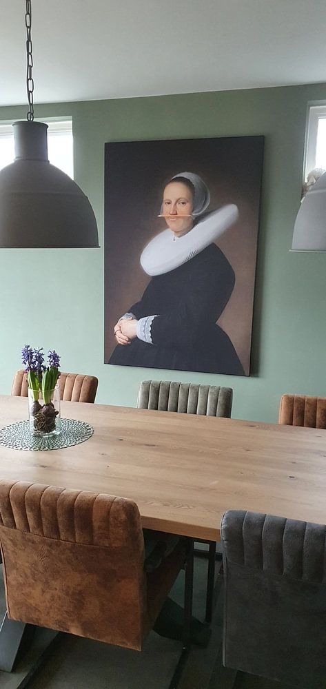 Portrait of Adriana Croes, Johannes Cornelisz. Painted by Verspronck in pencil  by Maarten Knops 