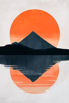 Mountain silhouette in the sunset - Minimalist by Poster Art Shop