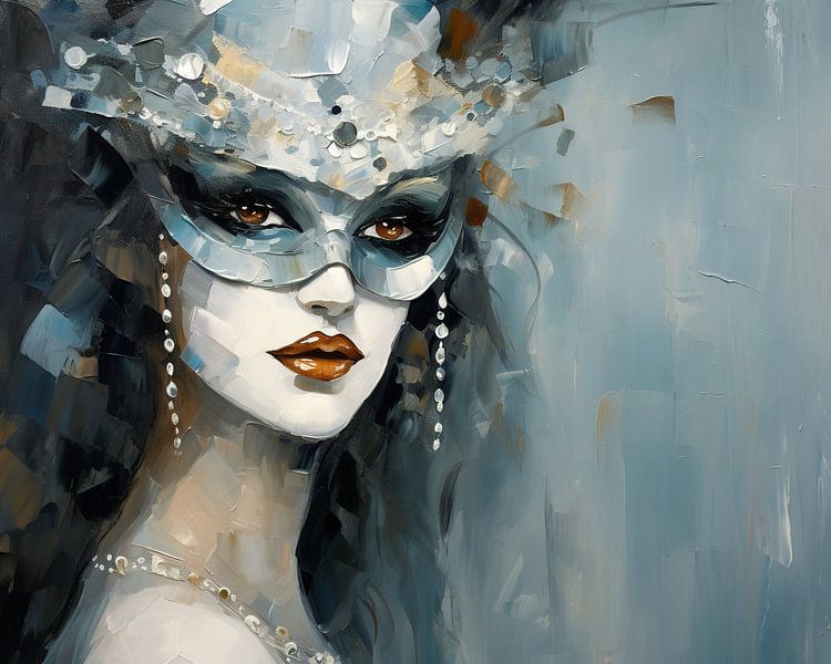 Masquerade | Bleu Gris par Peintures accrocheuses