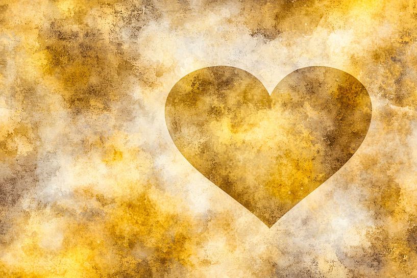 Goldenes abstraktes Herz von Art & Soul Creations