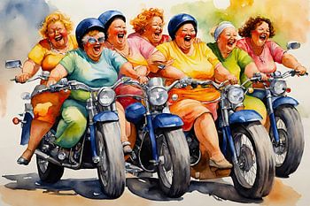 Gezellige dames aan het motor rijden