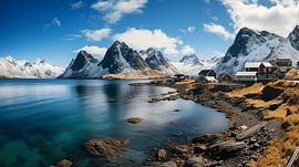 Panorama Landschaft auf den Lofoten in Norwegen im Sommer