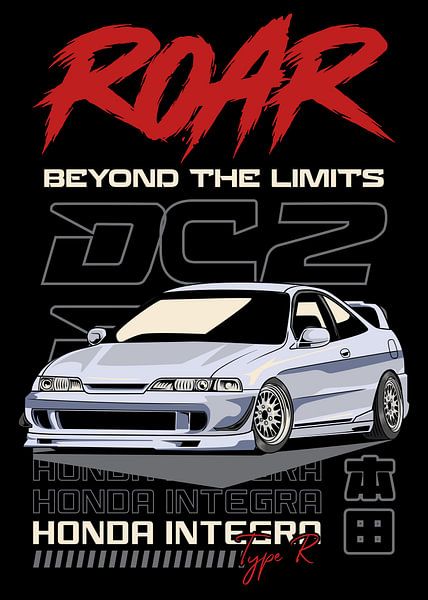 Honda Integra Type R DC2 JDM Car by Adam Khabibi on canvas, poster ...