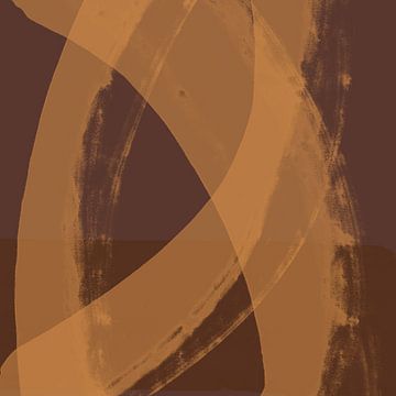 Abstract lines and shapes in gold and brown by Dina Dankers