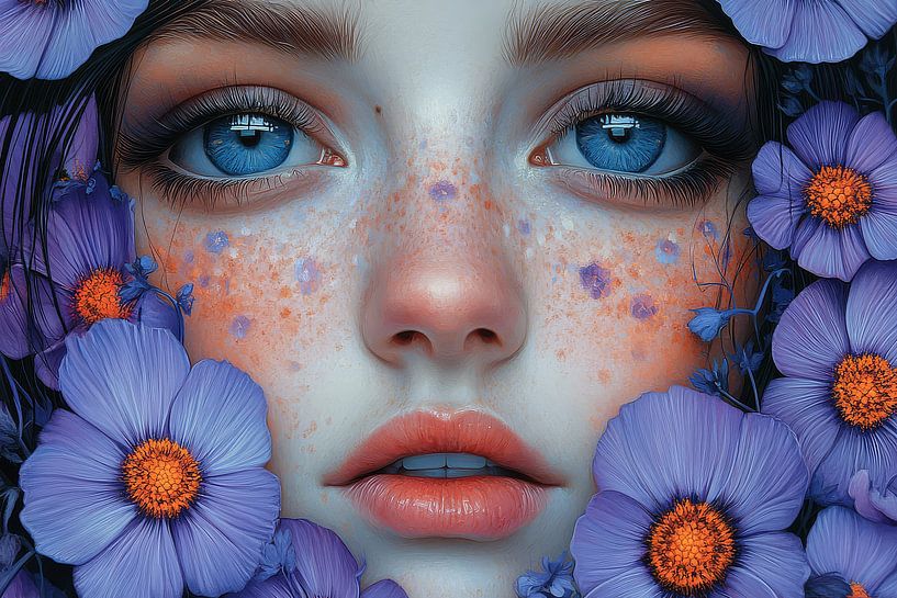femme avec des fleurs fantaisie par Egon Zitter