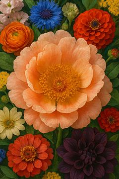 Bloemenpracht in Volle Glorie – Kleurrijk Boeket in Detail van But First Framing