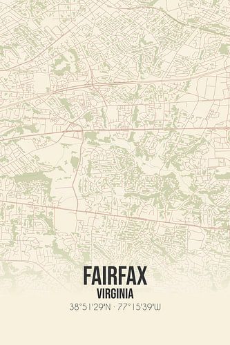Alte Karte von Fairfax (Virginia), USA.